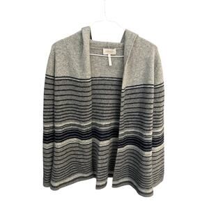 Laundry by Shelli Segal Women's M 100% Cashmere Hooded Open Cardigan Sweater